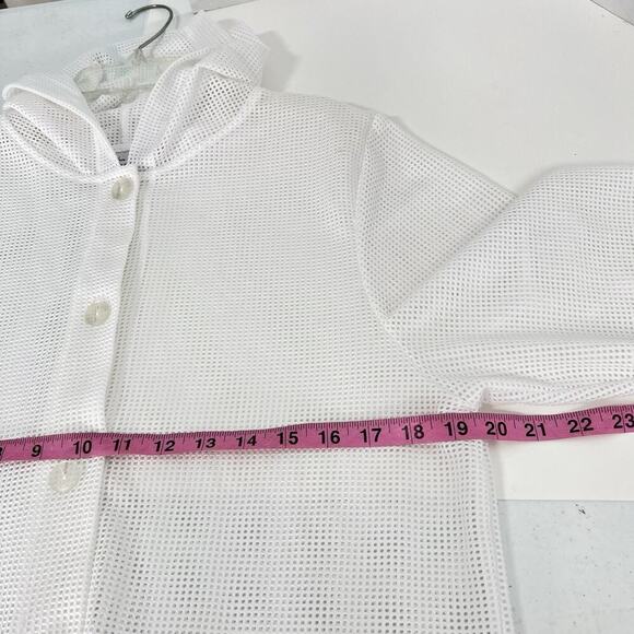 JORDAN TAYLOR Swim Cover Up L Dress Mesh Hooded Long Sleeve Button Down - Picture 5 of 7